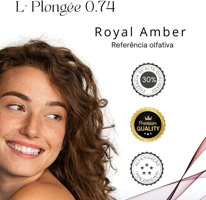 Perfume L' Plongée Árabe 0.74 60ml – Notas Amadeiradas e Mel, Alta Fixação, Fragrância Oriental Amadeirada com Referência Olfativa Opulenta